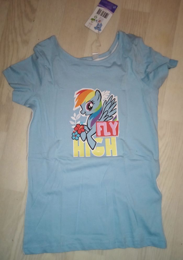 Tee-shirt réversible My Little Poney bleu et blanc T. 7-8 ans NEUF