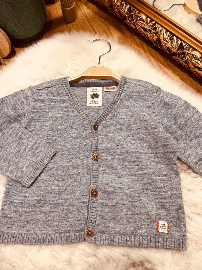 Taille 12 mois ensemble 3 pièces garçon Zara bleu et beige * carreaux * 💙 - photo numéro 2