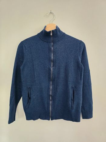 Gilet Calvin Klein laine mérinos bleu marine zippé col montant taille S homme