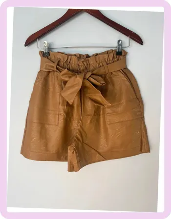 Short Imitation Cuir Marron – Sens Uniq – Taille M 🟤