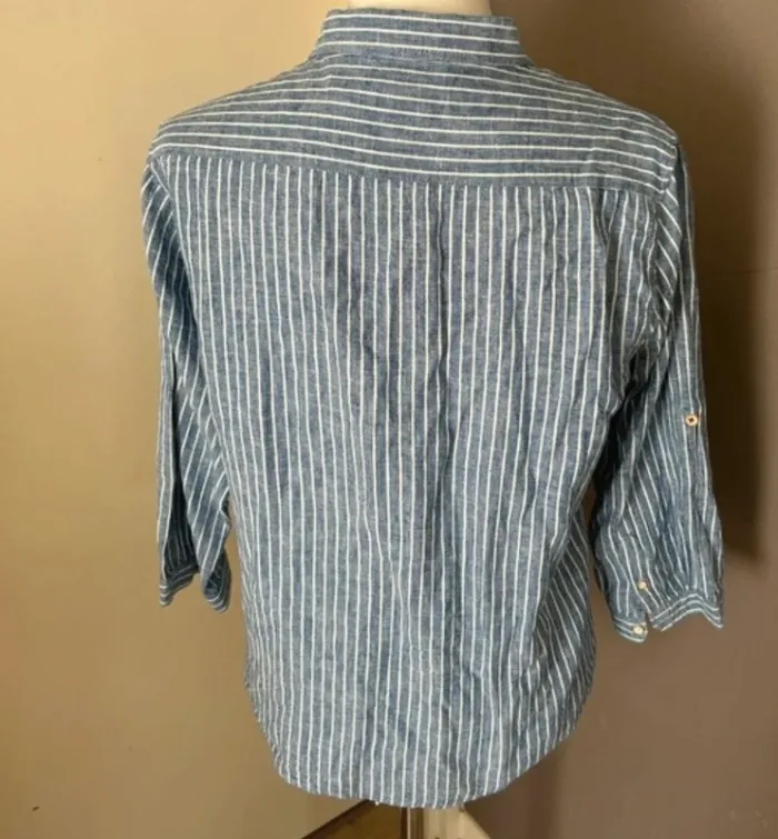 Zara kid, chemise rayée bleu taille 13/14 - photo numéro 4