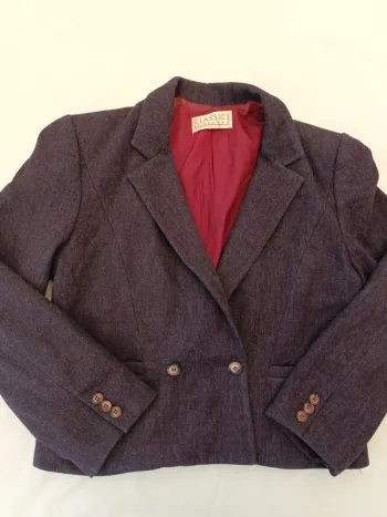 Veste blazer court prune en laine vintage Classic by Haggar