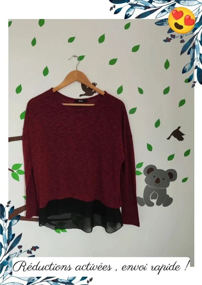 Pull bordeau femme