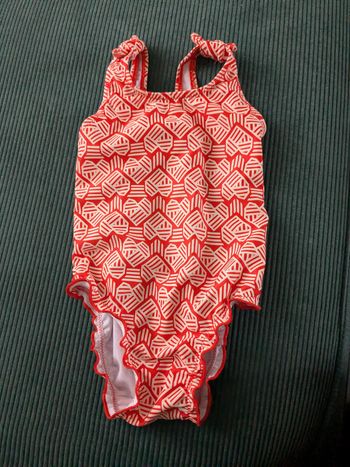 Maillot de bain kiabi 12 mois rouge orangé et blanc éco conception
