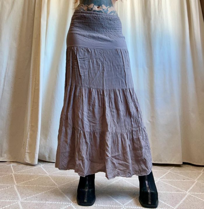 Jupe longue marron/beige vintage 90s Boho - Taille S/M - photo numéro 2