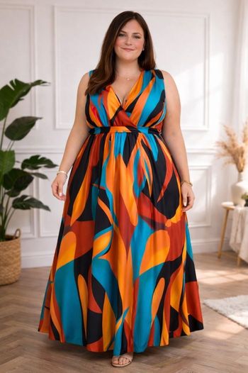 Robe longue flamme vibrante Femme taille 54 marque Paprika 💍 