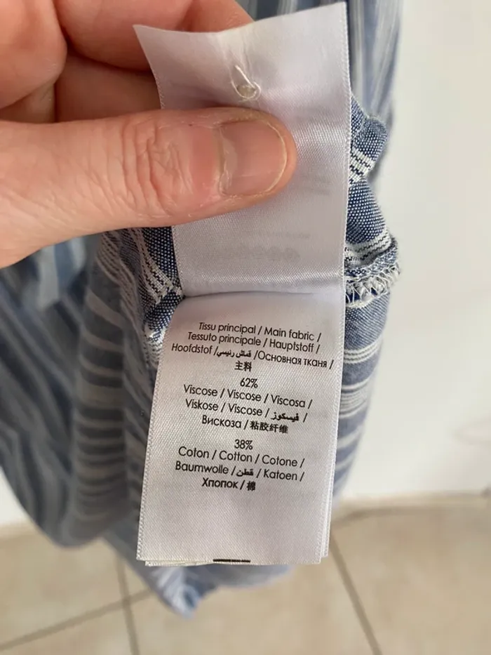 Robe manche longue Bonobo bleu rayé crème - photo numéro 10