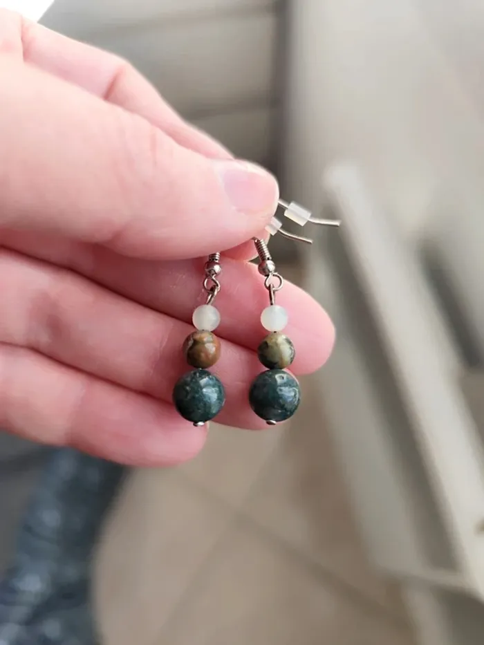 Lot 4 paires de boucles d'oreilles en pierre lapis lazuli quartz rose labradorite - photo numéro 5