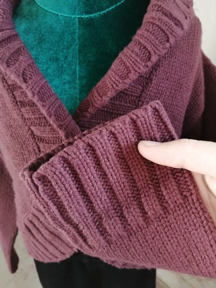 Gilet Boléro marron prune avec bouton et détails côtelés / liorina / (6ans) - photo numéro 2