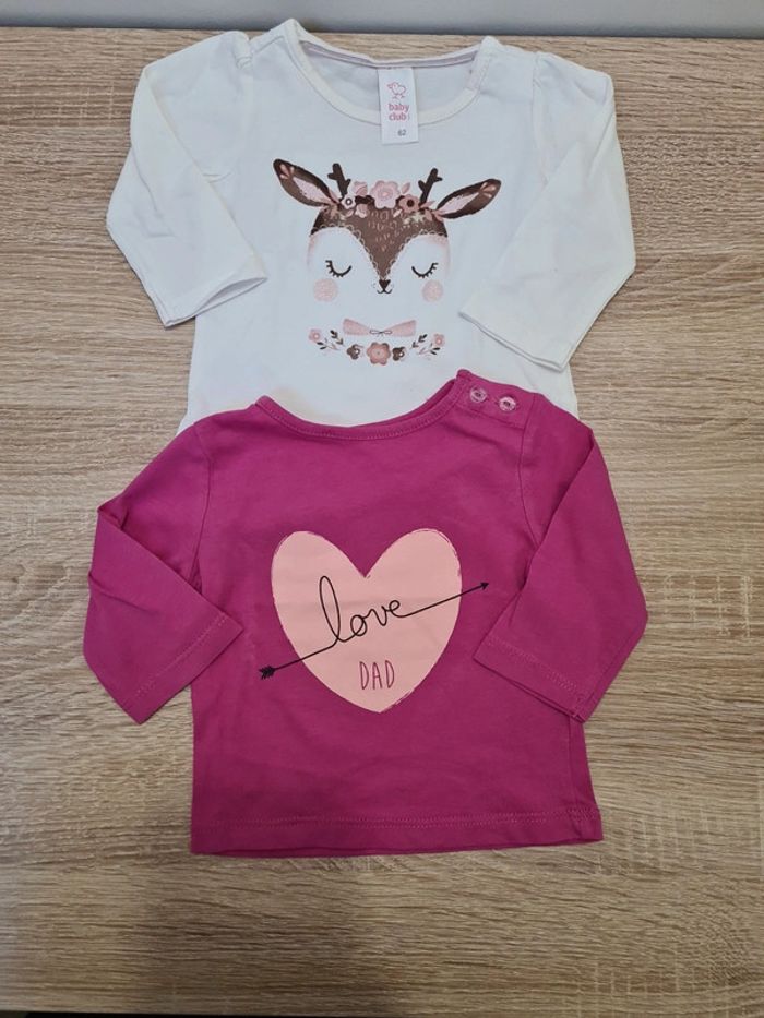 2 tee shirt manches longues 3 mois
