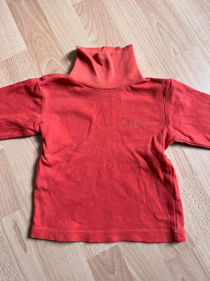 Beau sous-pull orange Orchestra T. 2 ans/92 cm garçon TBE - photo numéro 3