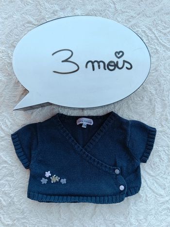 Boléro maille Fille 3 mois fleurs Mini Adélie 100% coton