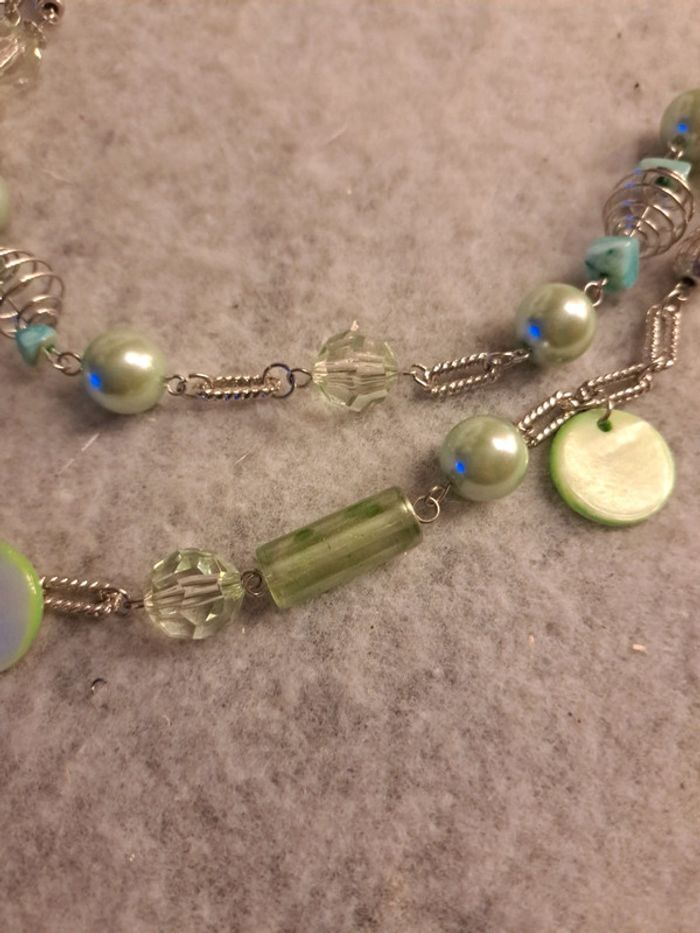 Collier long vert bleu turquoise - photo numéro 10