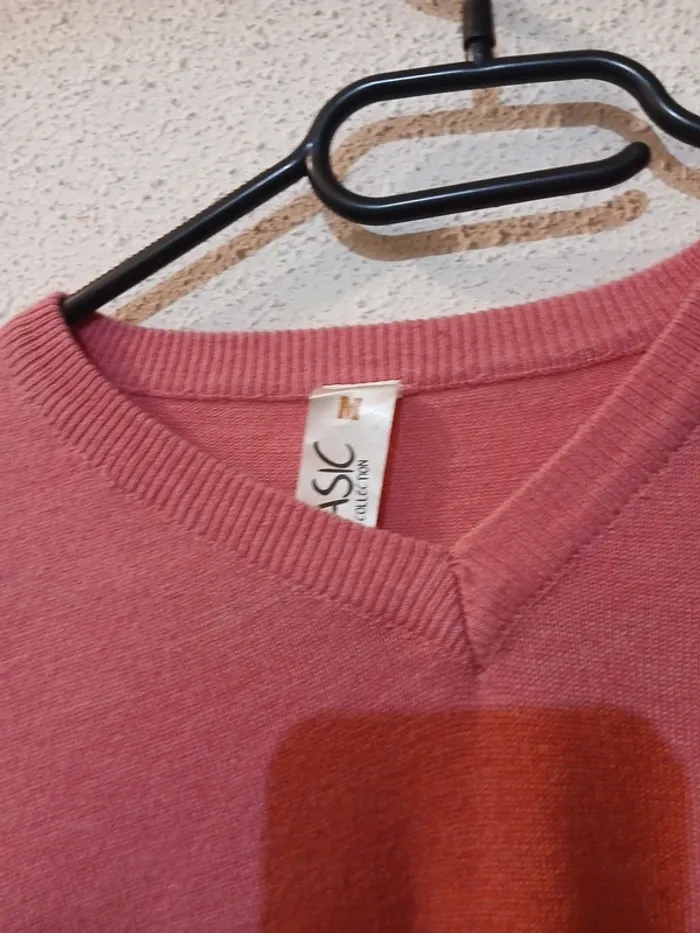 Sweat homme col V rose " basic " taille M - photo numéro 3
