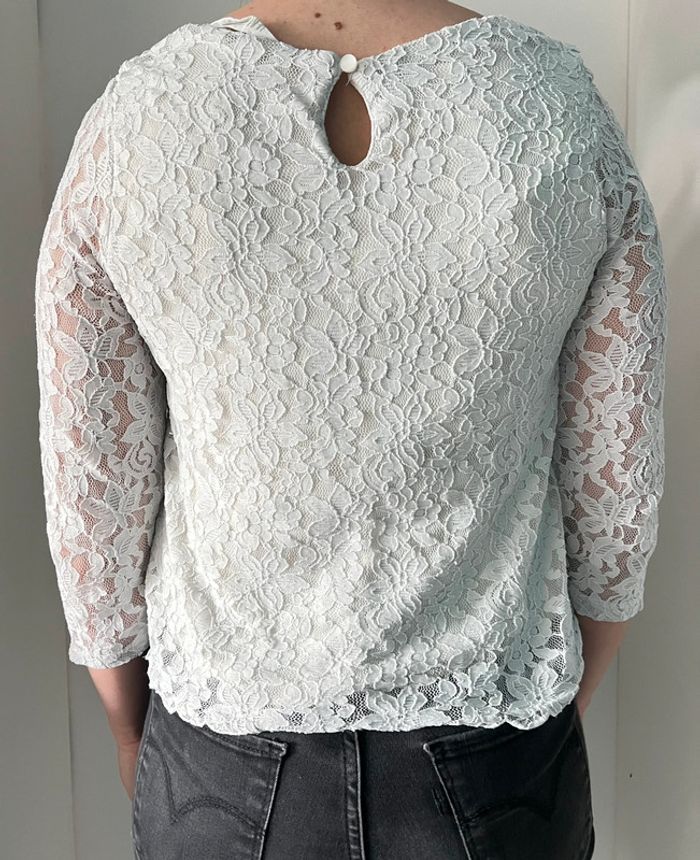 Haut blanc en dentelle H&M – Taille 14 ans - photo numéro 2