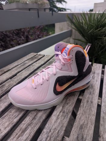 Baskets Sneakers Nike LeBron IX 'QS' 'PinkMultiBrown' chaussures homme Basketball taille 45