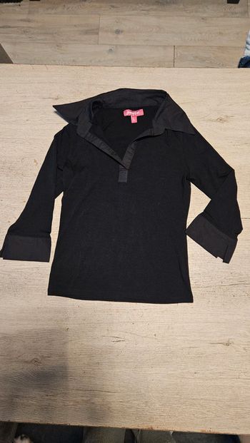Blouse noire manches 3/4, Jennyfer, taille L, nickel