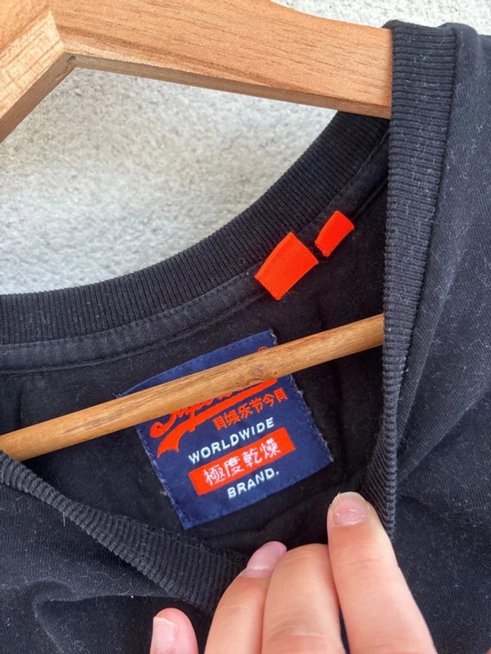 t-shirt noir uni superdry taille 38 - photo numéro 3