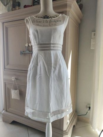 Robe blanche coton et voile taille 38