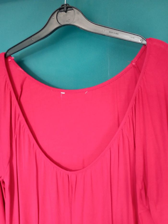 Tee shirt manches 3/4 rouge cerise - photo numéro 2