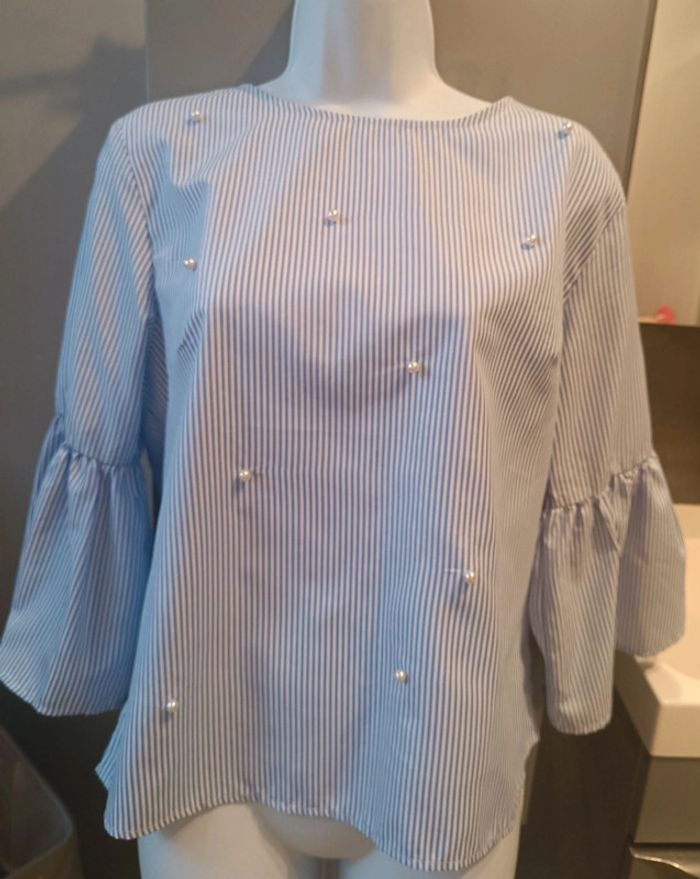 Blouse rayée bleue et blanche - photo numéro 3