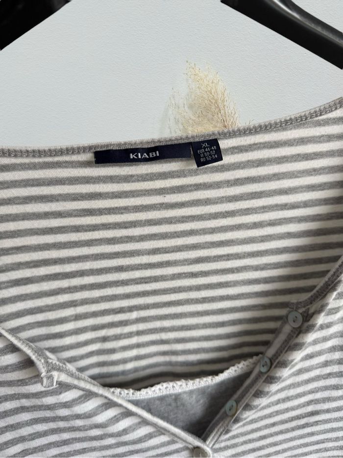 Haut d'allaitement femme kiabi marinière blanc gris - photo numéro 7