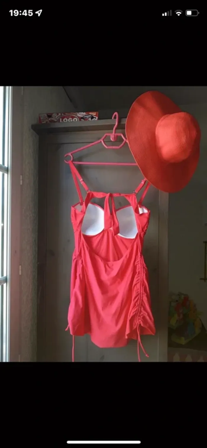 maillot de bain rose avec chapeau assortie taille 44/46 - photo numéro 2