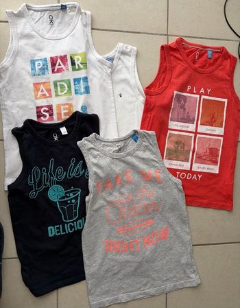 Lot 5 débardeurs t-shirt sans manche Okaïdi  garçons 10 ans
