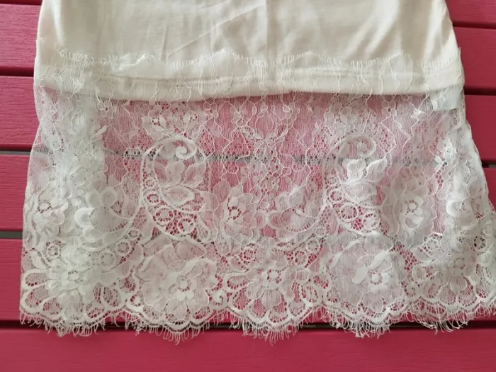 Débardeur long rose et dentelle Love strass YK2 années 2000 - photo numéro 6