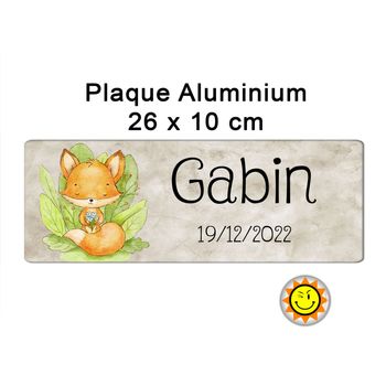 Plaque prénom aluminium personnalisée 26 x10 cm