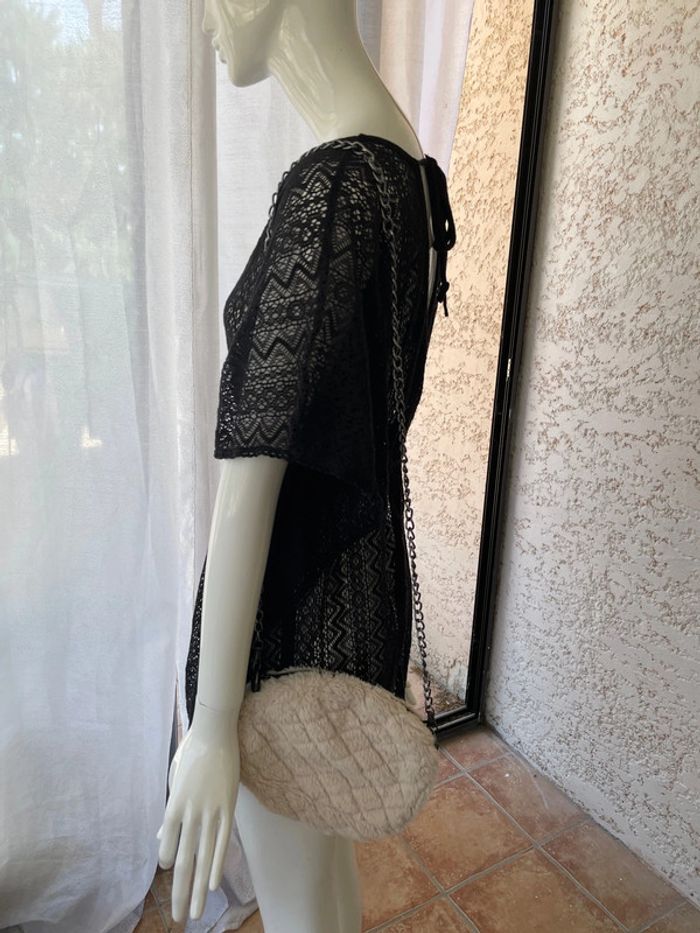 Petit sac, fausse fourrure blanc