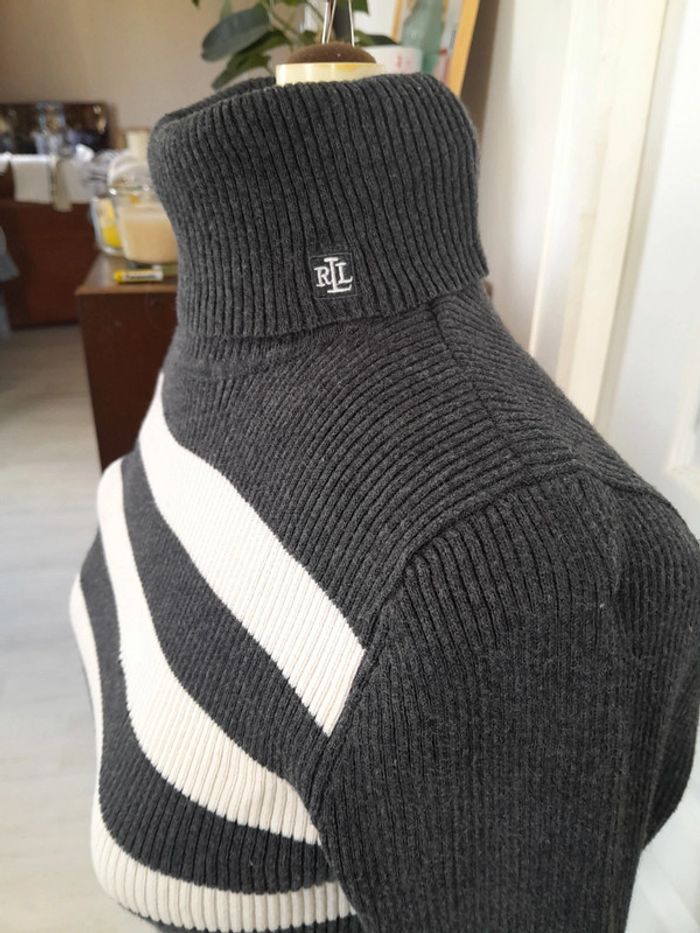 Pull rayé moulant Ralph lauren brodé RL taille M - photo numéro 2