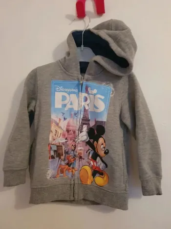 Veste sweat capuche fermeture eclair mickey disney taille 4 ans