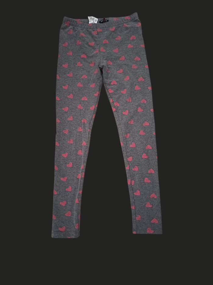 Legging gris chiné motifs coeurs molletonné taille 15/16 ans