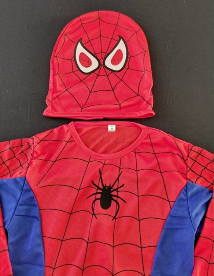 Deguisement spiderman bleu et rouge + cagoule Taille 3-6ans - photo numéro 6
