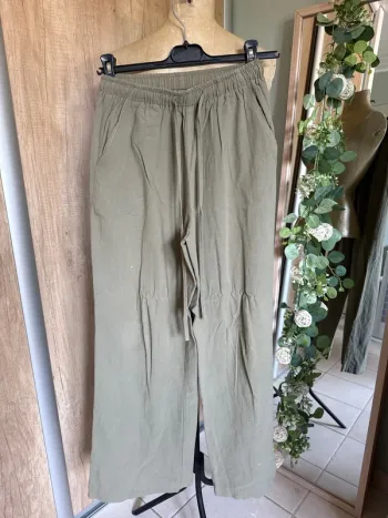 Pantalon jambes larges en coton femme