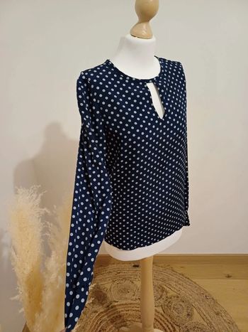 Blouse bleue marine à pois blancs taille XS 34