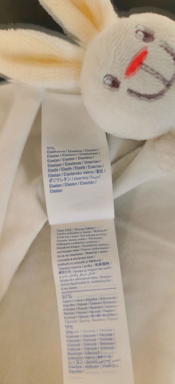 Tee-shirt 👣 col pierrot, volant fantaisie, marron et blanc, obaïbi, 3mois - photo numéro 6