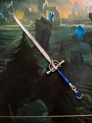 Bâton à chignon épée argenté & bleu