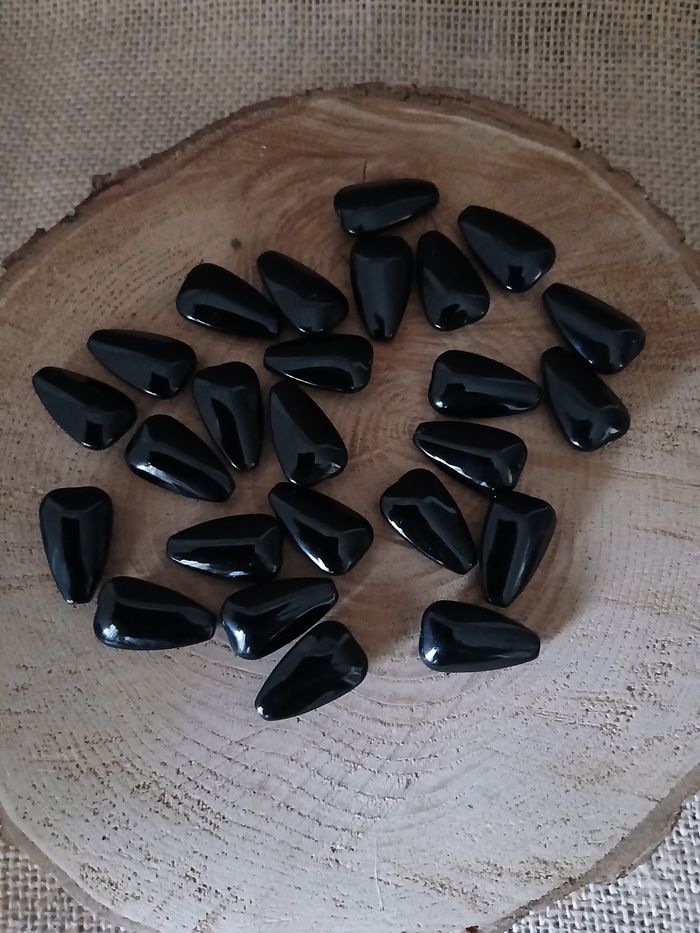 Lot de 50 grosses perles en verre gouttes noires