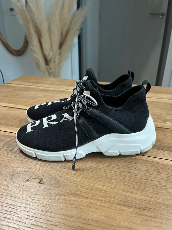 Prada Knit Fabric Sneaker 'Black White' - photo numéro 3