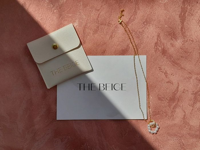 Collier chêne ra du cou acier inoxydable perles BEIGE - photo numéro 3