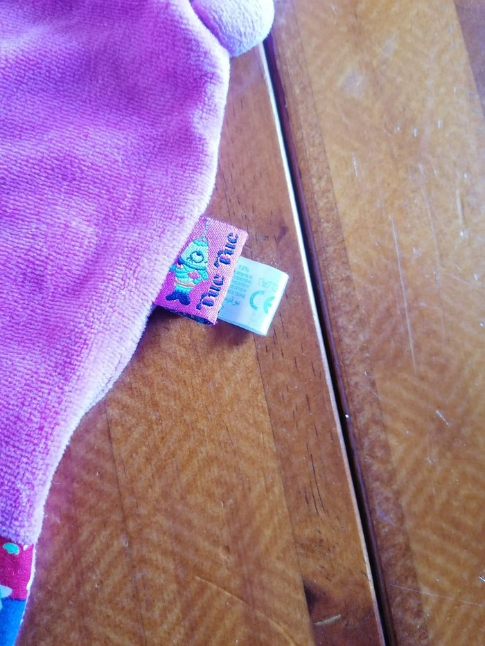 Doudou plat tête de souris rose fushia tuc tuc - photo numéro 3