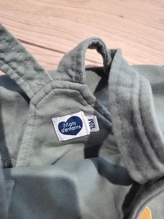 Salopette short vert kaki avec ours, Mots d'enfants, 12 mois - photo numéro 4