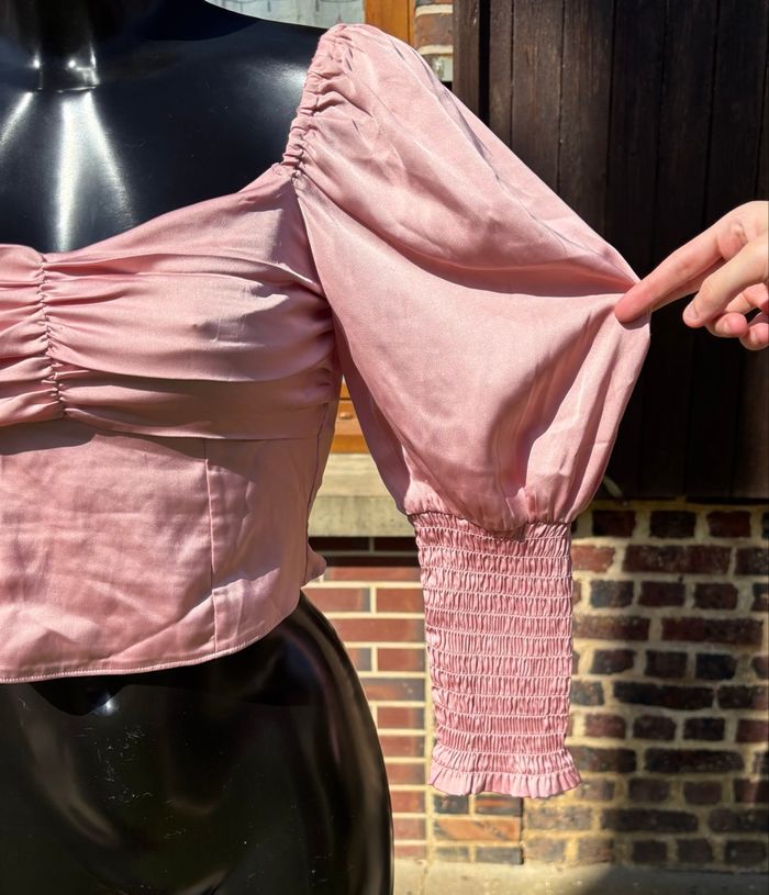 💖 Blouse courte rose manches bouffantes H&M – Taille 38 (M) - photo numéro 3