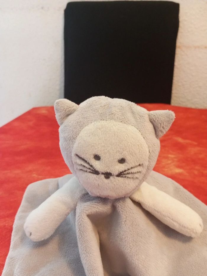 Doudou plat carré chat gris Obaïbi - photo numéro 3