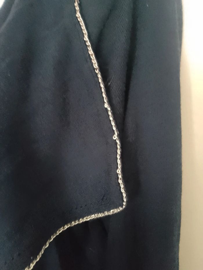 Long gilet bleu et argenté avec ceinture taille 44 46 - photo numéro 3