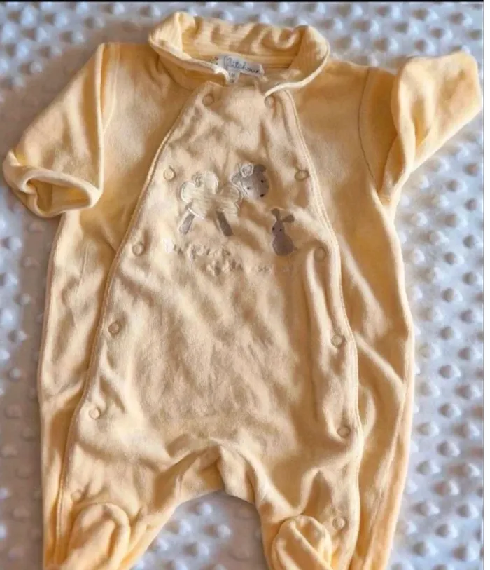 Pyjama  velours  manches  longues  Jaune  1  mois