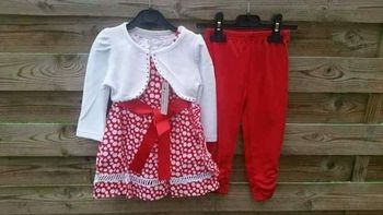 Ensemble Robe bébé + legging+ gilet  fille 6 mois Chicaprie