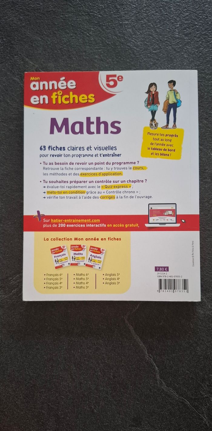 Livre de maths 5e "Mon année en fiches" - photo numéro 2